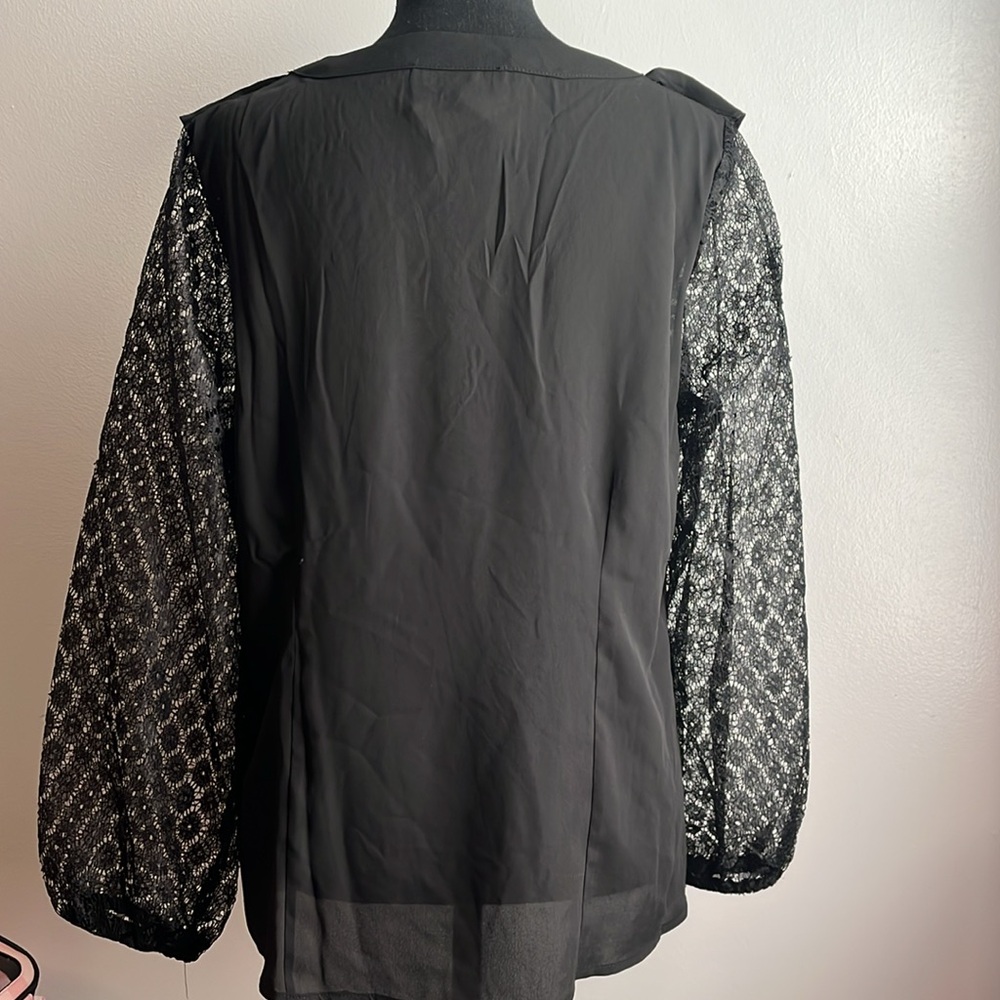 New York & Company  Elegant Black Lace Blouse - Picture 4 of 5